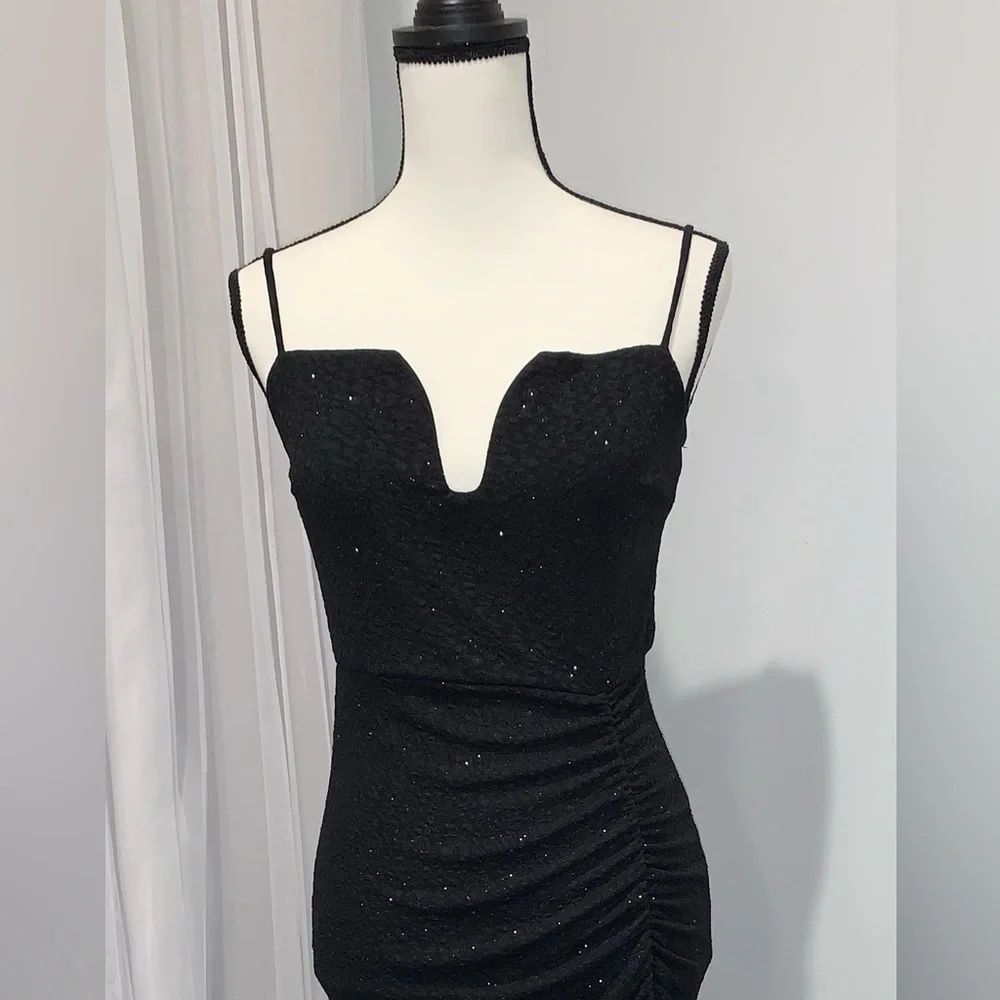 WINDSOR sparkle black vneck high cut formal prom dress size medium large 10 - Picture 11 of 13